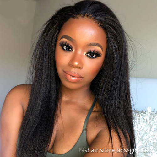 Wholesale 30'' Kinky Straight Wig 150% 13x4 Transparent Lace Frontal Wigs Pre Plucked Brazilian Human Hair Wigs For Black Women